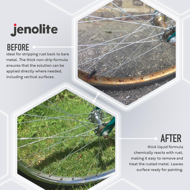 JENOLITE جينوليت مزيل الصدأ للمعادن - سائل كثيف سريع المفعول بدون تقطير - قوة صناعية، يزيل الصدأ حتى الوصول إلى المعدن النقي - 5 أونصات (150 مل) - Image 5